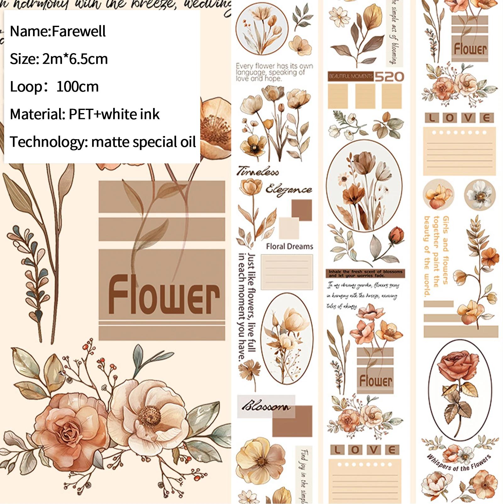 JIANWU 200cm Vintage Character Flower Building Landscaping Material Collage PET Tape Creative DIY Journal Stationery