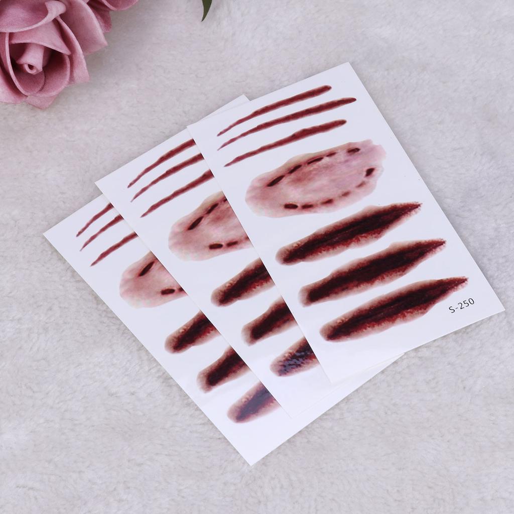 3pcs Scar Tattoos Makeup Bloody Scab Waterproof Horror Temporary ...