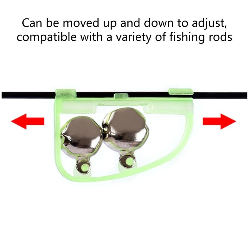 10pcs Glow Night Indicator Double Bells Alarm Fishing Gear Equipment for Lake River Arched Fishing Bells Rod Alarm