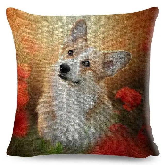 Cute Welsh Corgi Pembroke Dog Printed Pillowcase Decoration  Pet Animal Cushion Cover Sofa Household Car