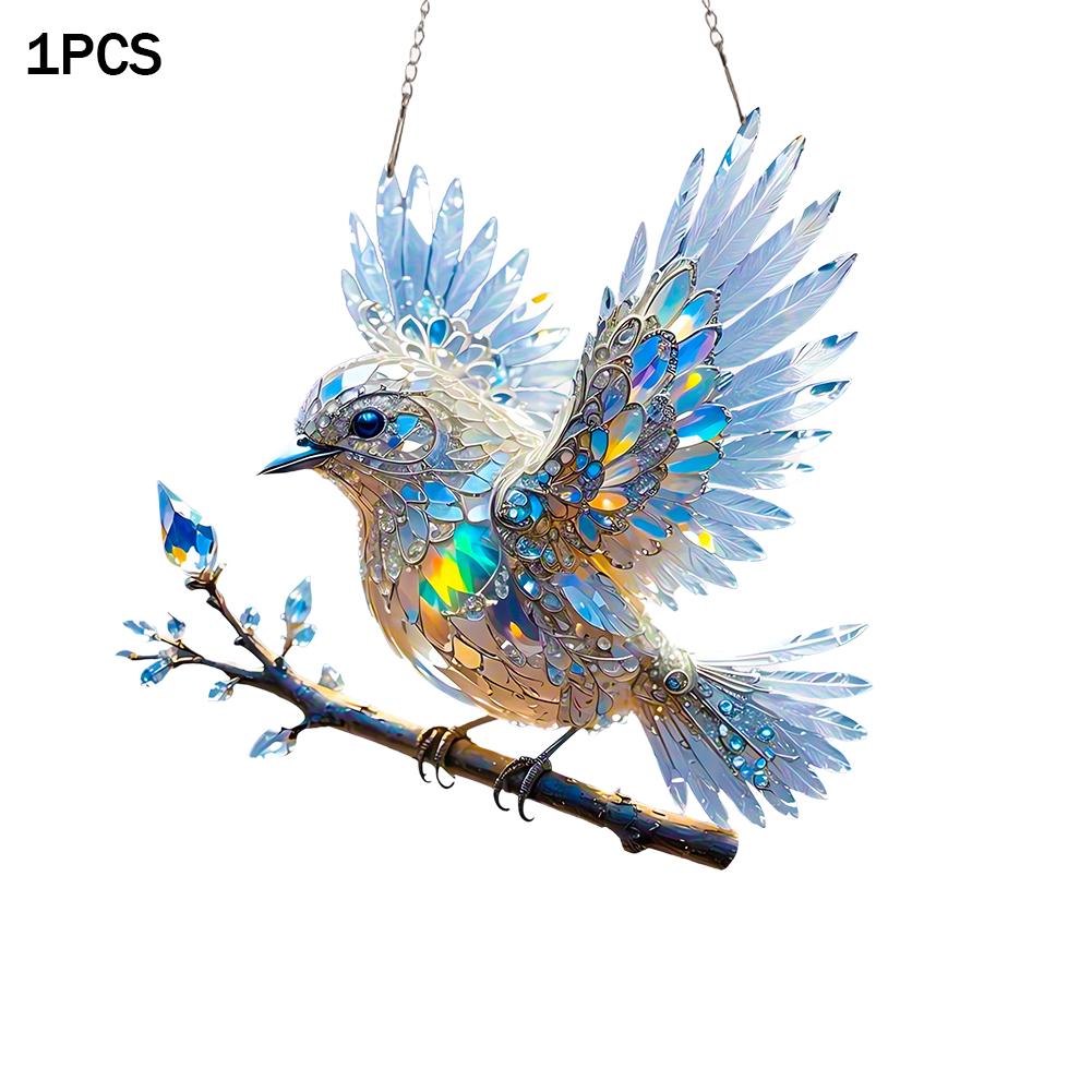 

2D Acrylic Pretty Bird Window Hanging For Kitchen Livingroom Office Courtyard Pendant Fall Animal Lover Wreath Sign 3PCS