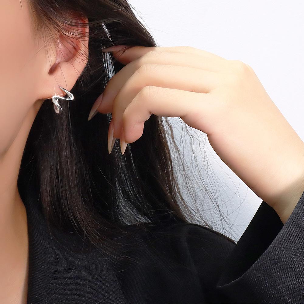 Wave Earrings Women'S Irregular Curve Earrings 20 Tide Twist Small Ear Buckle Niche Personality Design Sense