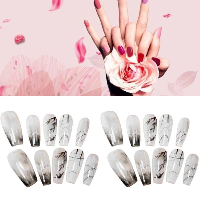 Nail Stickers Drawn Ink Landscape Painting Art For Whitening And Detachable