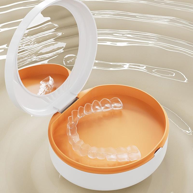 Boîte de Rangement Orthodontique pour Aligneurs avec Miroir Faux Dents Boîte pour Prothèses Dentaires Rétenteur Dentaire Protège-Dents Organisateur d'Appareils Dentaires Soin Buccal