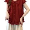Camiseta Botões Manga Curta Plus Size para Mulheres - Top de Verão Emagrecedor e que Cobre Imperfeições