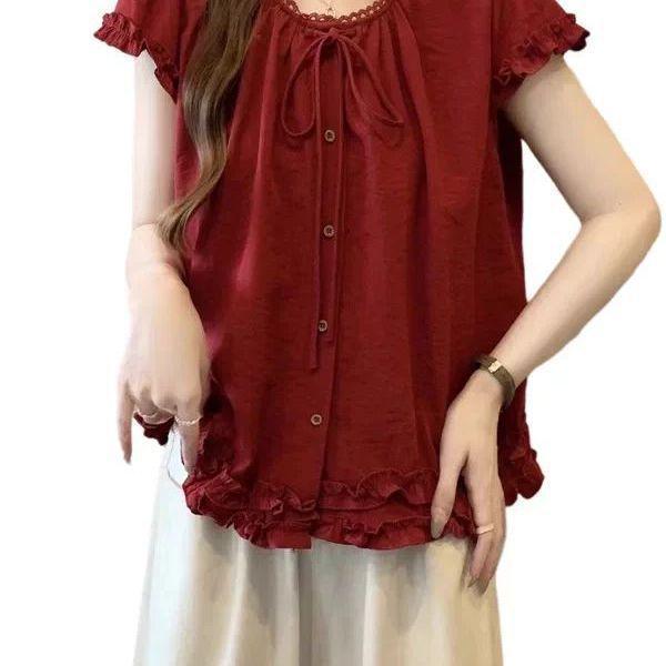 Camiseta Botões Manga Curta Plus Size para Mulheres - Top de Verão Emagrecedor e que Cobre Imperfeições