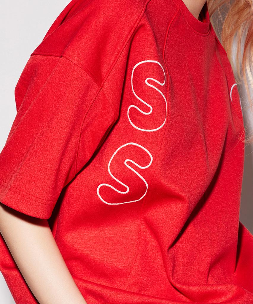SSQR Curve Line Shorts Sleeve H/Arc_Red