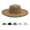 Autumn and winter new cm large brim thickened top hat felt British retro solid color light board flat top hat for men and women