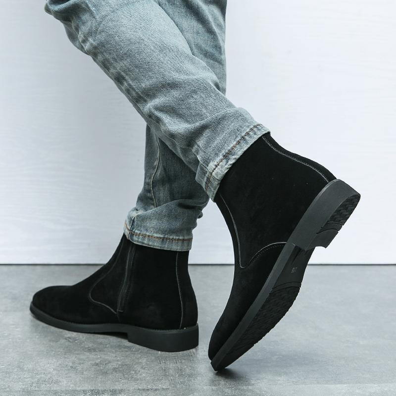 Hochwertige klassische Chelsea-Stiefel im britischen Stil für Herren, Schwarz Hombre, täglich, Outdoor, lässig, zum Ausgehen, spitz zulaufend, aus Wildleder