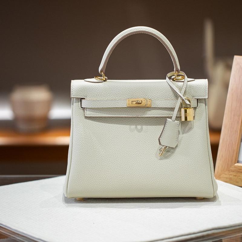 Inner Seam Top Layer Cowhide Togo Leather Bag With Double Shoulder Straps (H09-2528KL)