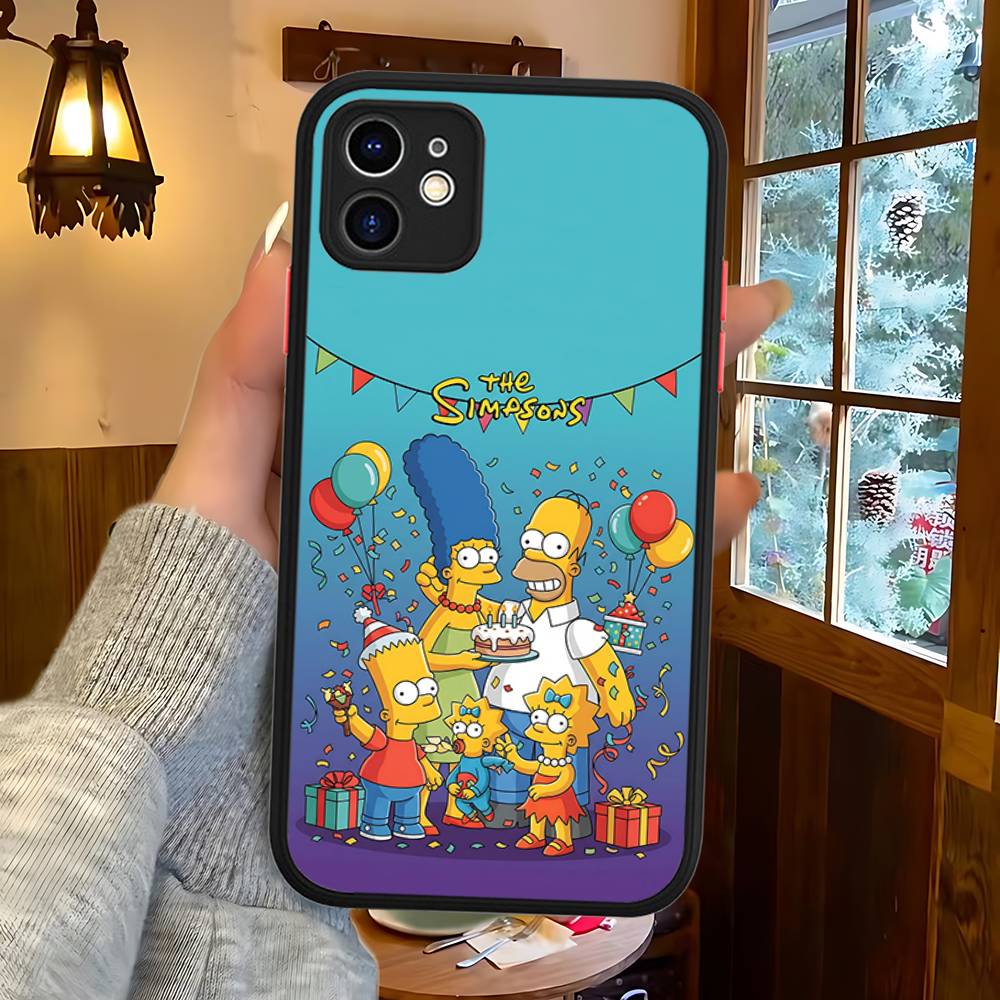 Funny Cartoon S-Simpsons Phone Case For IPhone 16 15 14 Plus 15 13 12 11 Pro Max X XS MAX Matte Cover