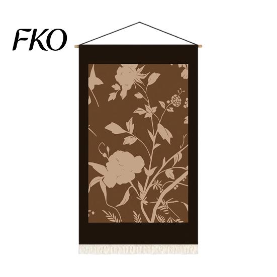 Smooth Fabric Wall Decor Mid-Century Tapestry, Hanging Animals Flowers Plants Designs, Abstract Decorative Tapestry with Fringe for Living Room Small A