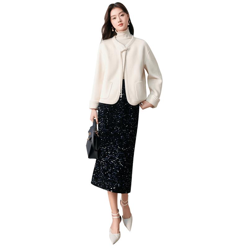 Women s New Chinese Style Pure Wool Short Coat L
