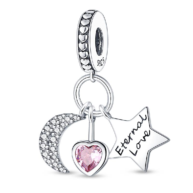 925 Silver Valentine's Day Love Pink Series Beads Suitable For Pan Bracelet Diy Anniversary Jewelry Gift