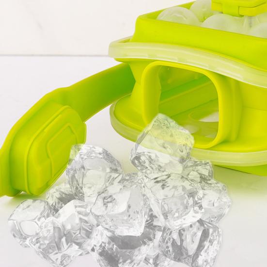 Eiswürfelform mit Deckel Lebensmittelechtes Silikon Eiswürfelbereiter BPA-frei Einfaches Entformen Ein-Klick-Entnahme Eiswürfelschale für Gefrierschrank