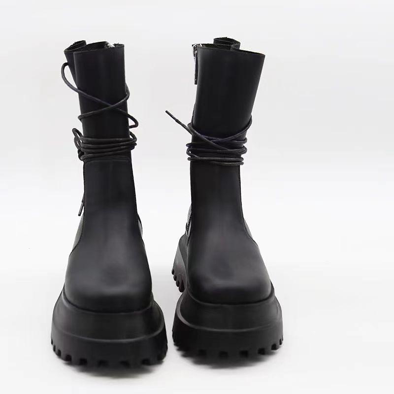 Autumn and winter new Martin boots rear strap women's boots soft leather British style versatile thick-soled short boots thin boots women
