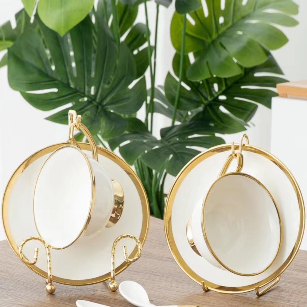 Simple Gold Metal Display Rack Eye Catching Modern Mug Rack Light Luxury Tea Cup Tray Home Decor
