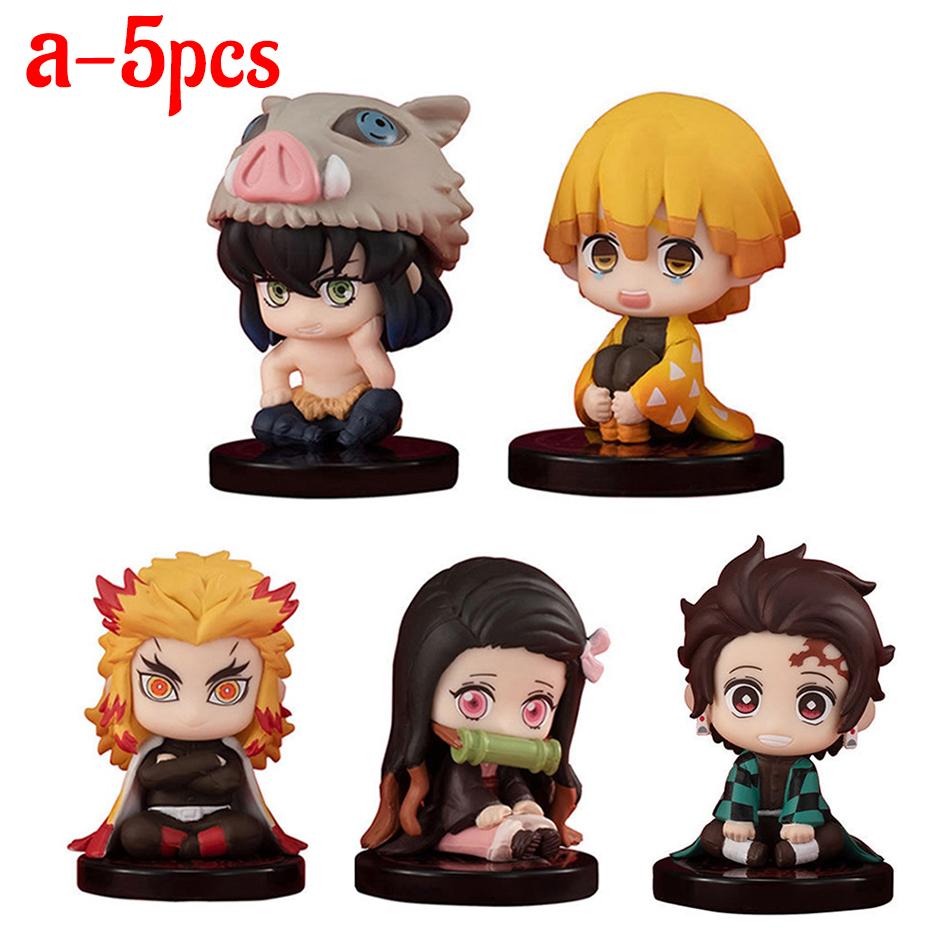Q Posket Figure Demon Slayer Mini Figurine 5Pcs 10Pcs 12Pcs 15Pcs Sets Kimetsu No Yaiba Small PVC Dolls Desktop Decora