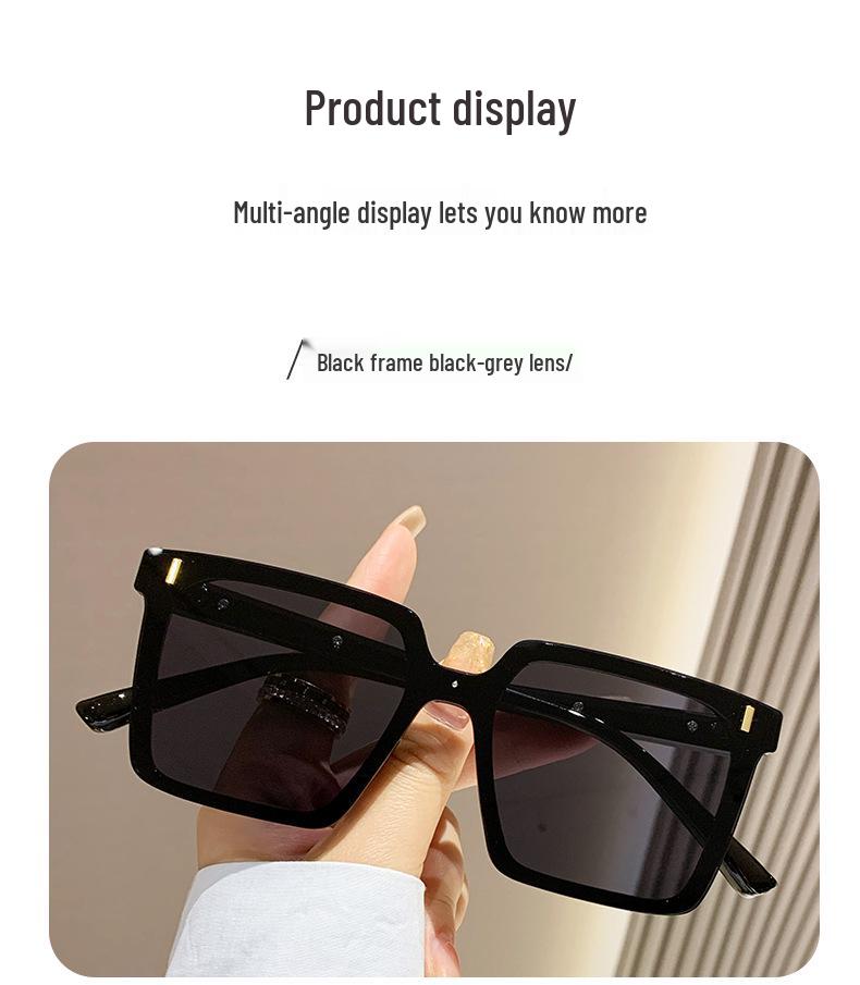 High-End Korean Style Fashion Sunglasses - Trendy Large Frame Anti-UV, Face-Slimming Design for Men & Women Travel