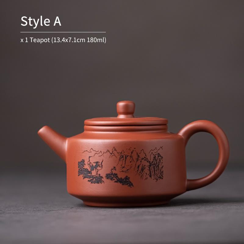 180ml Purple Clay Ceramic Teapot Chinese Antique Style Red Clay Kung Fu Tea Set