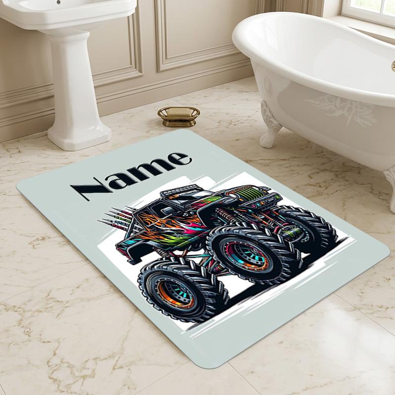 Personalized Name Monster Jam Night Living Room Non-Slip Area Rug Soft Carpet for Bedroom Kids Playroom Sofa Office Home Decor Doormat