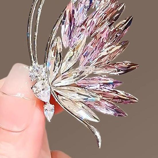 Rhinestone Butterfly Brooch Butterfly Wing Lapel Pin Sweater Cardigan Coat Business Suit Decoration Women Clothing Accessories
