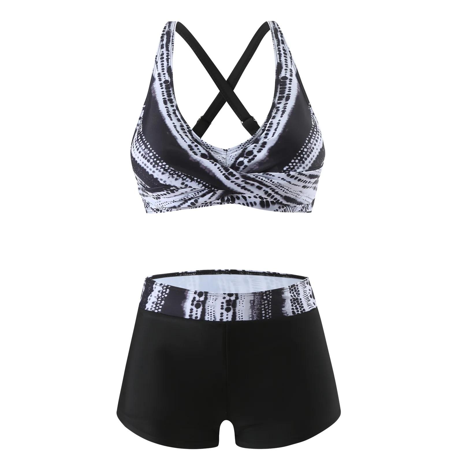 

Сексуальный купальник бикини с вырезами на спине и высокой талией, женские шорты, быстросохнущий, купальник из двух частей, новый 2025, большой размер M чёрный