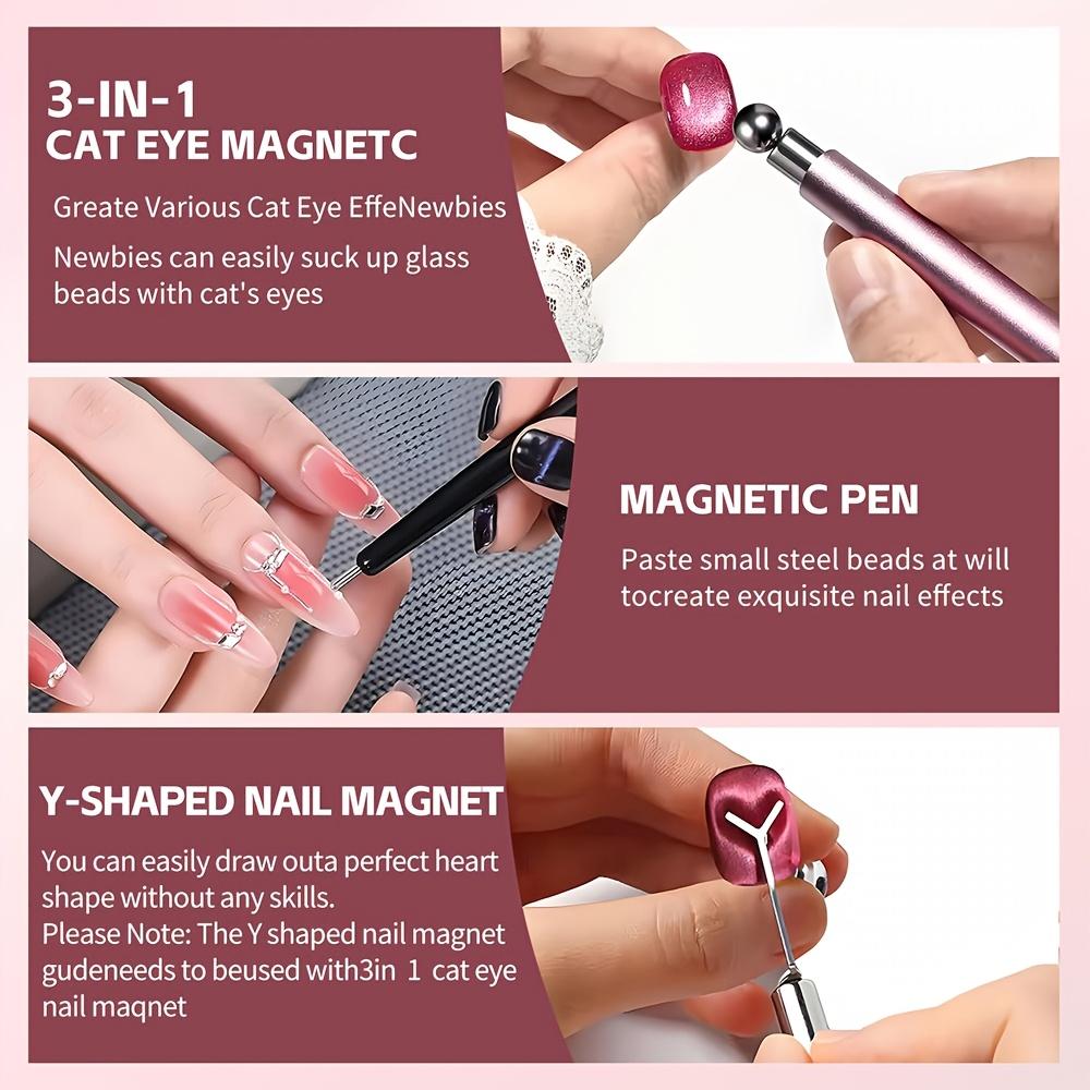 4-teiliges Katzenauge Magnetisches Nagelkunst-Set Katzenauge Gel-Nagellack Magnetische Werkzeuge Enthält Herzförmige Eisenplatte