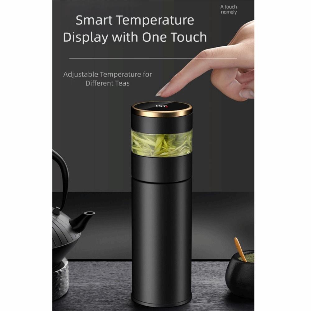 LED Temperature Display Tea Infuser Thermos Separation Strainer Intelligent Vacuum Cup  Travel