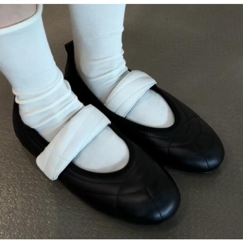 New Women's Mary Jane Shoes Female High Quality Leather Buckle Ballet Shoe for Women Round head Flat Cowhide Ladies Single Shoes