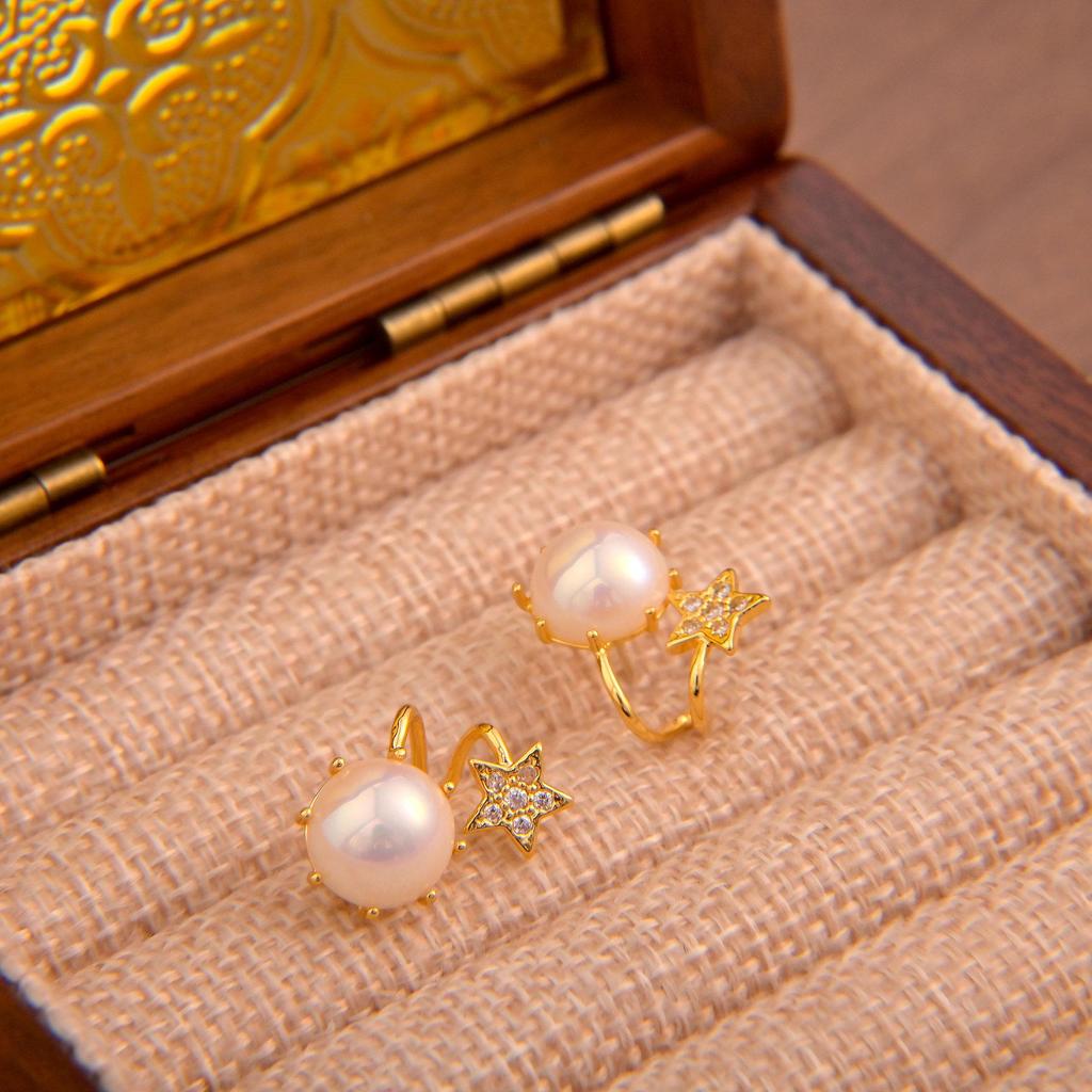 Elegant French Pearl Star Stud Earrings: Versatile, High-End, Stylish, and Unique for Women
