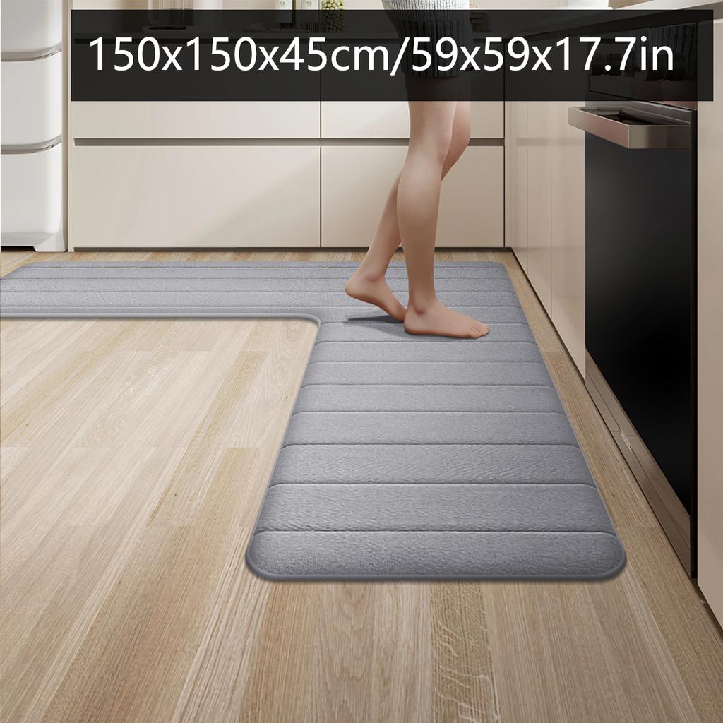 L-Shaped Flannel Kitchen Carpet Restaurant Large Size Non-Slip Floor Mat Door Absorbent Mat Entrance Mat Premium