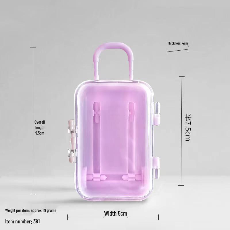 Cute Cartoon Number Jewelry Trolley Case: Transparent, Retractable Mini Storage Box