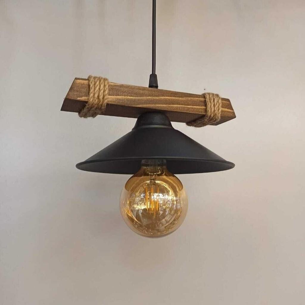 Nova Wooden Rustic Modern Rope Single Pendant Chandelier Home Decoration