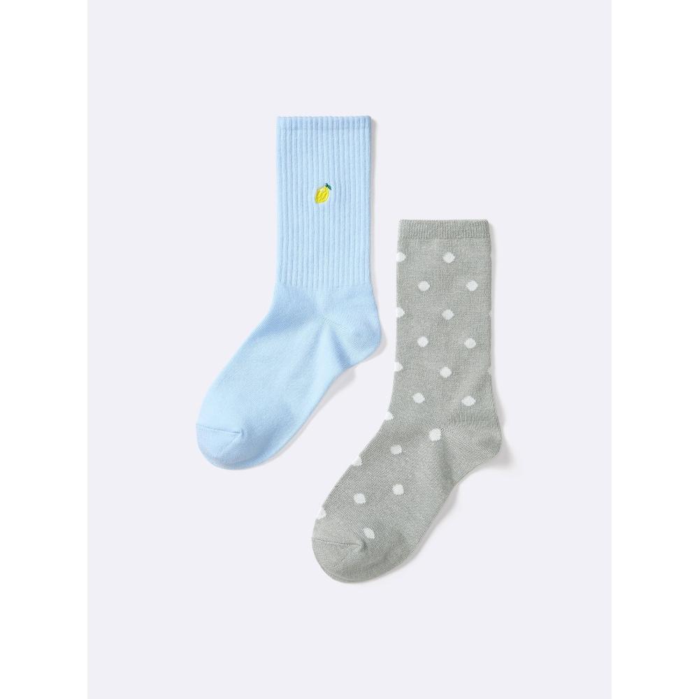 Gu By Uniqlo Kids  Unisex  Socks 2p  Embroidery Pattern 