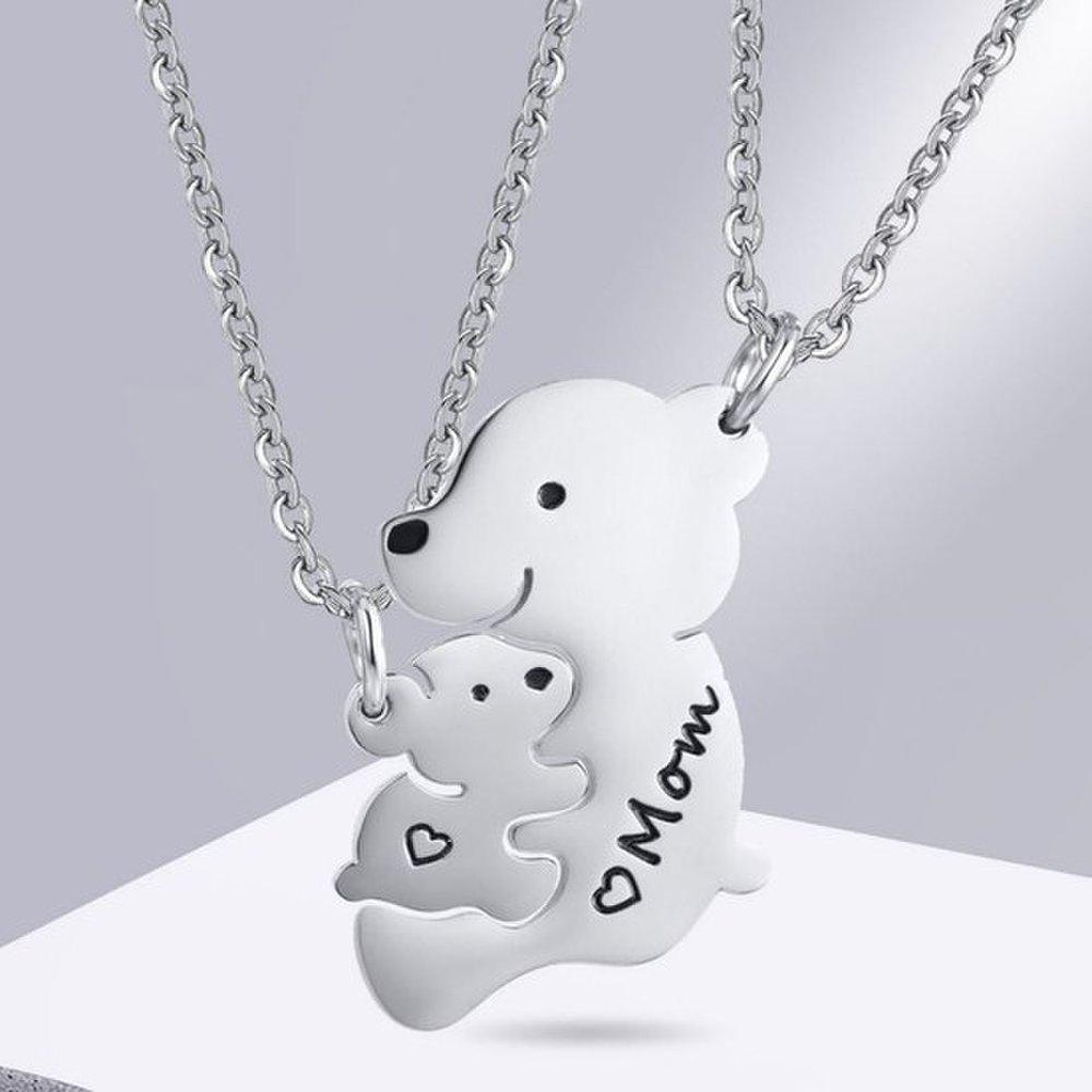 Teddy Bear Friendship Couple Necklace, Student Simple Chain Necklace, Long Necklace, Couple Necklace, Student Necklace, Friendship Necklace