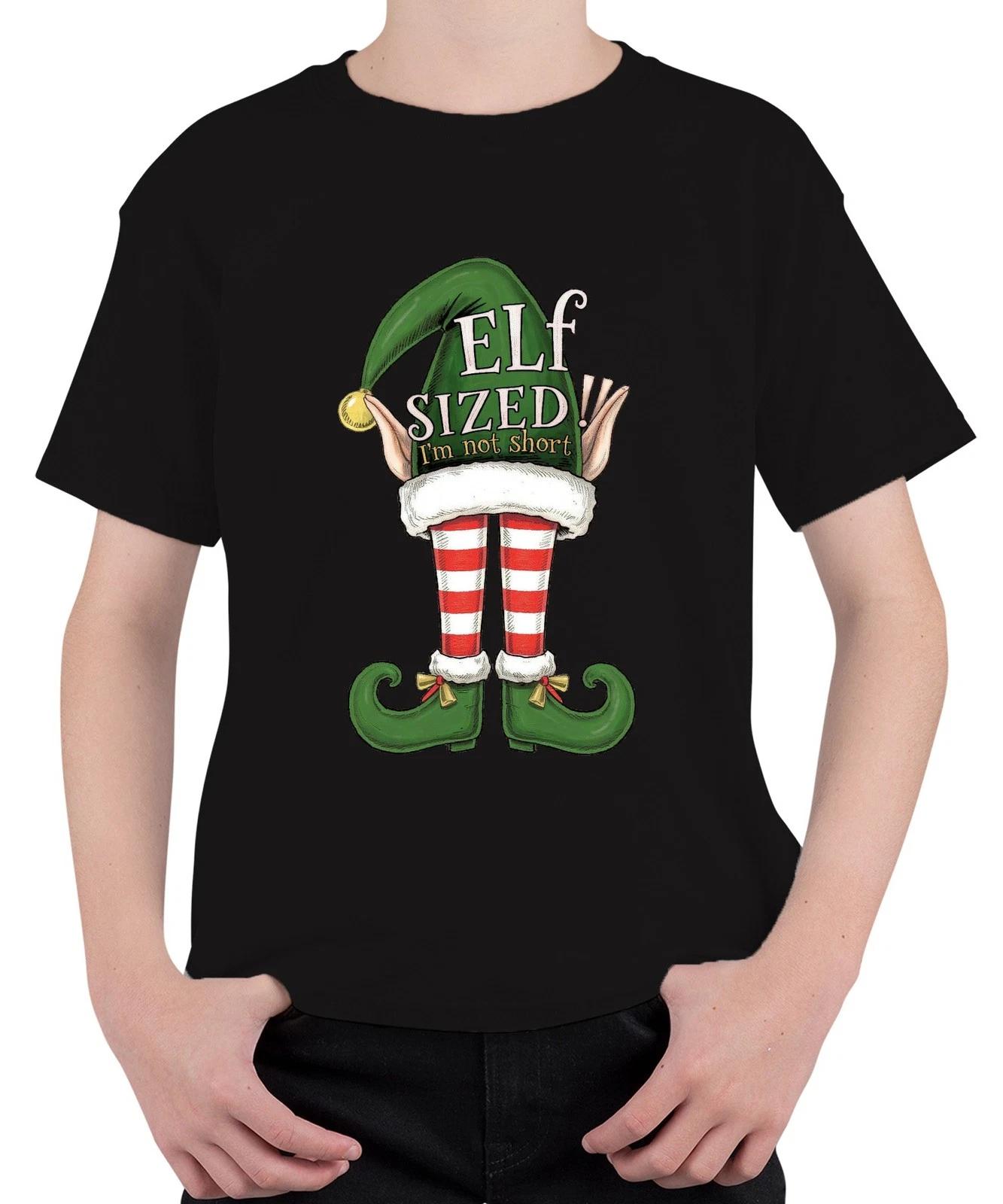ELF SIZED I m not short lustig Weihnachten Elfen gestreift grün Unisex Kinder T- XS