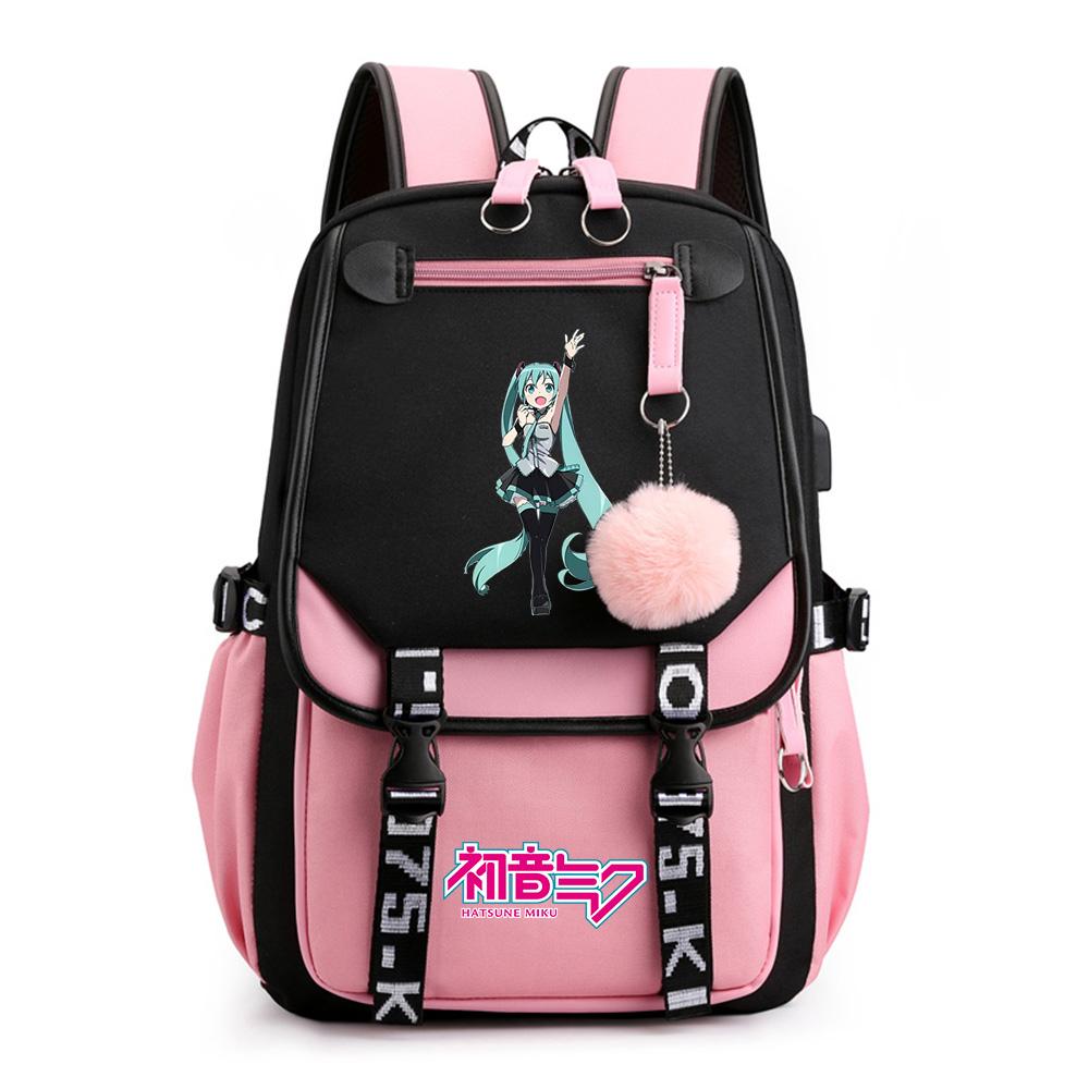 Anime Hatsune Miku Potisk Batoh Školní taška pro Teenagera Studenta Dívku Chlapce Taška na knihy Velká kapacita vodotěsný Cestovní taška Dárek Ruksak