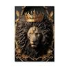 Metal Sculpture Gorilla King Canvas Painting Print Golden Lion Tiger Deer Bull Poster Art Animal Statue Picture Wall Decoration