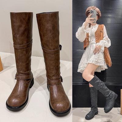 Mode Hohe Stiefel Damen Flats Winterschuhe Designer 2025 Trend Neu Kniehoch Gladiator Ritterstiefel Elegant Frau Botas Mujer Zapatos