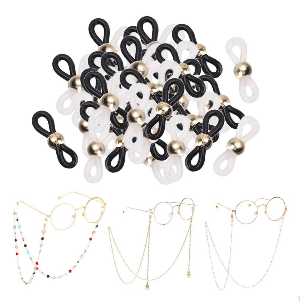 50 Pcs Eyeglasses Chain Ends Anti Silicone Rubber Connector Holder Retainer for Eyeglass Necklace