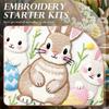Easter Embroidery Kit for Beginners, DIY Hand Embroidery Set with Bunny Egg Floral Patterns, Including Hoop Thread Needles, Easter Craft Sewing Gift