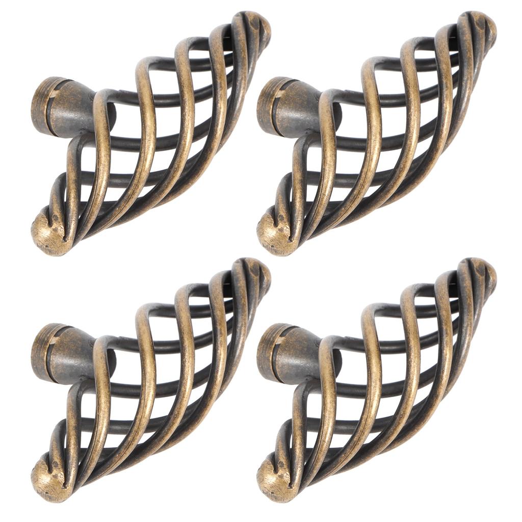 4Pcs Door Handle Antique Zinc Alloy Pull Knobs Closet Wardrobe Drawer Cabinet Hardware Accessory