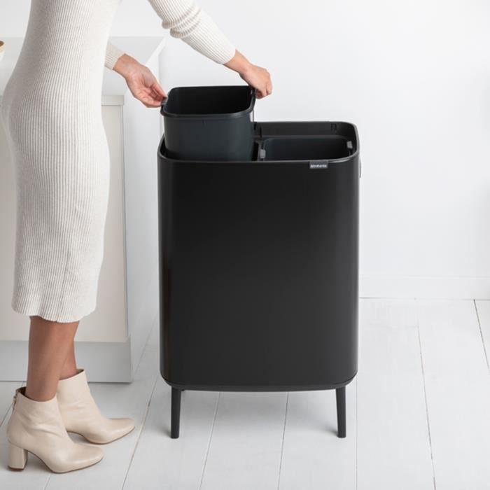 BRABANTIA Poubelle Bo Touch Bin Hi 2 Seaux 2 X 30 L Noir