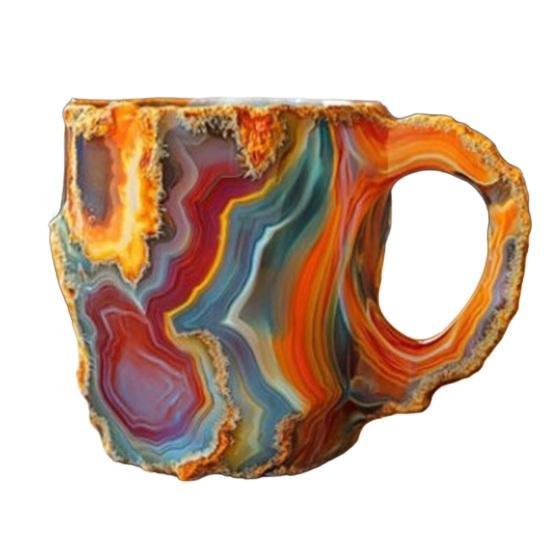 Fake Mineral Crystal Coffee Mug with Ergonomic Handle 11 Ounces Handcrafted 3D Mineral Rock Cup Tea Milk Water Drinking Cup