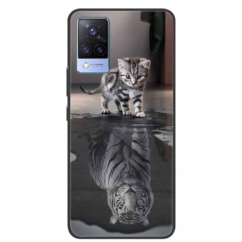 For Vivo S9 V21 V21e Case Black Silicone Back Cover Case For Vivo V21 S9 V21e Phone Cases Cover V 21 e S 9 Funda Coque Cartoon