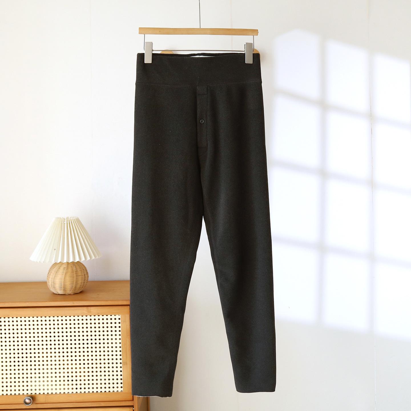 

Men s High-Waisted Fleece-Lined Warm Pants, Ideal for Winter and Autumn, Wool Cotton Blend, Single Piece. XXXL темно-серого