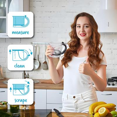 4-In-1 Adjustable Measuring Cup, Multi-Functional Measuring Cup With Scraper-Style Seal Base, Space-Saving Easy To Clean