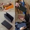 [Dom Teporna] Men's Small Long Wallet, Genuine Leather, Slim, Thin, Large Capacity, Holds 16 Cards, Italian Leather, 18cm Wide, Short L-shaped Zipper,