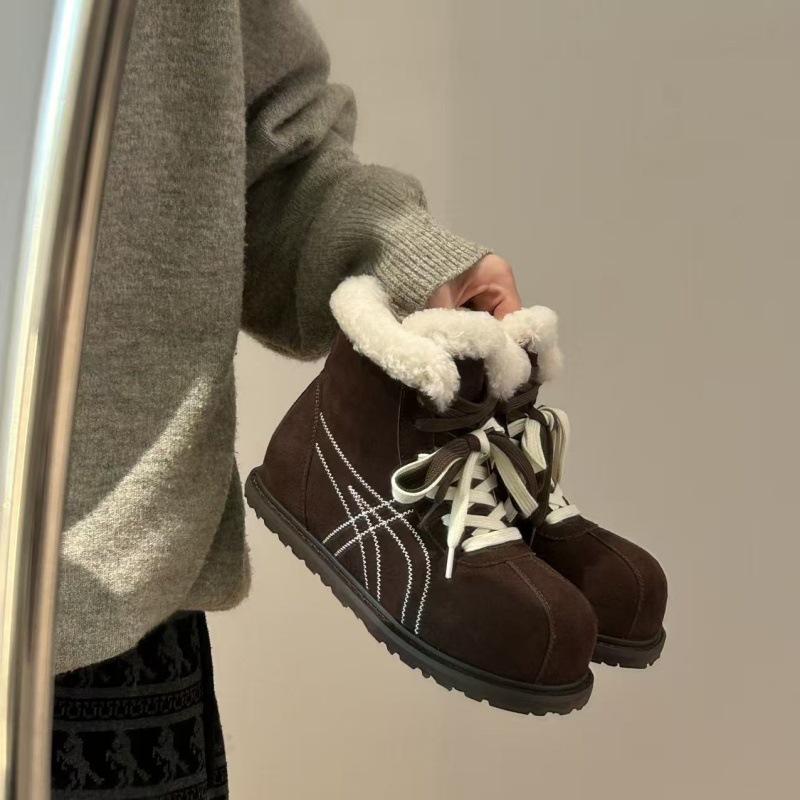 Women s Mid-calf Fashion Lightweight Soft Sole Winter Warm Fur One Snow Boots Padded Lining Non-slip Casual Sports Cotton Boots 35 темно-коричневого 6270₽
